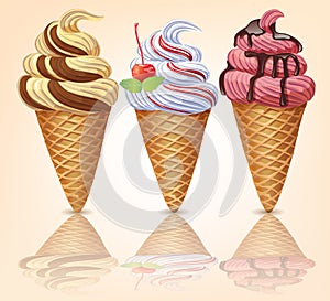 Three delicious ice cream