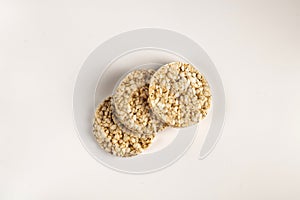Three dietary, crunchy and very healthy rice cakes