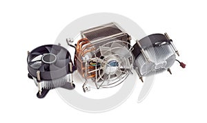 Three different active CPU heatsinks with fans