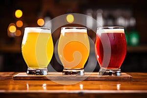 three different ipas in various colored glasses