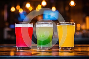 three different ipas in various colored glasses