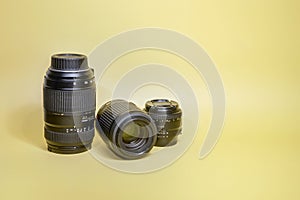 Three different lenses for reflex camera