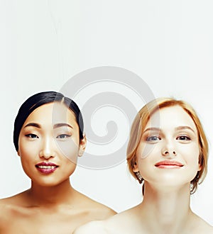 Three different nation woman: asian, african-american, caucasian