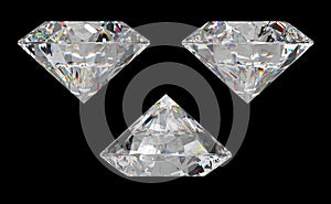 Three different side views of large diamond