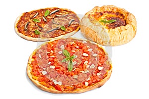 Three different Stye pizzas