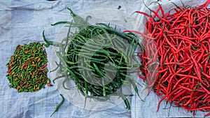 Three different types of chilies
