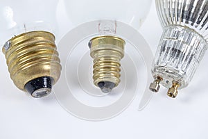 Three different types of light sources / lamp sockets.