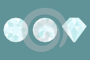 Three Different views of large diamond cutting, side, top and bo