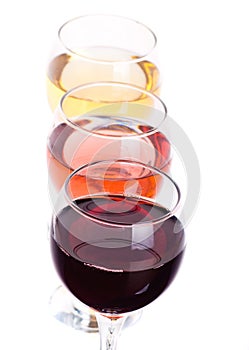 Three different wine glasses