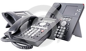 Three digital telephone sets