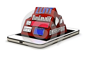 Abstract digital interface on modern mobile device screen