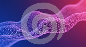A three-dimensional, abstract wave composed of interconnected lines and nodes