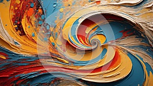 Three-dimensional abstraction .Oil on canvas of an abstract multicolored swirl