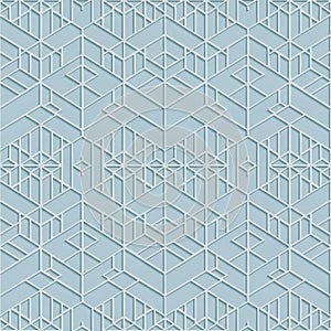 With a three-dimensional appearance, featuring interlocking lines