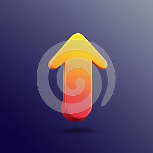 A three-dimensional arrow points upward, displaying a smooth color gradient from