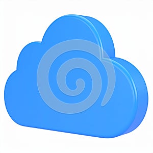 Three-dimensional blue cloud icon design element rendering on transparent background