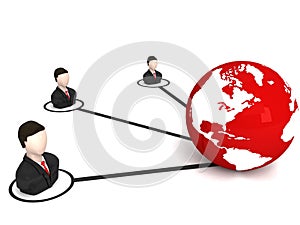 Three dimensional business people with globe