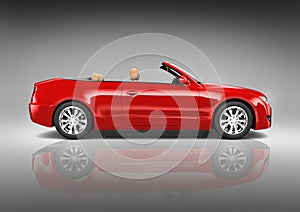 Three Dimensional Contemporary Red Sedan Convertible