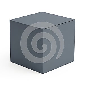 Three-dimensional dark gray cube on white background