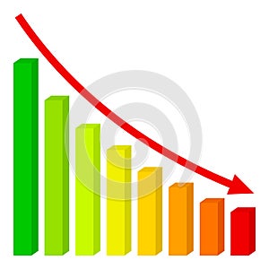 Three Dimensional Down Chart Flat Icon