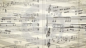 Three-dimensional flight through digital tower of music notes