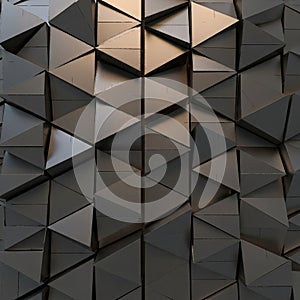 Three-dimensional geometric pattern featuring an array of dark,