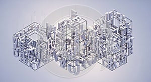 Three-dimensional geometric structure composed of wireframe