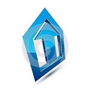 Three-dimensional graphic element with simple arrow, business de