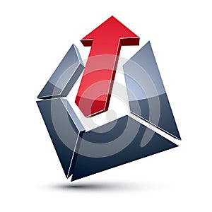 Three-dimensional graphic element with simple arrow