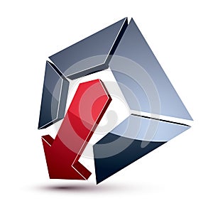 Three-dimensional graphic element with simple arrow