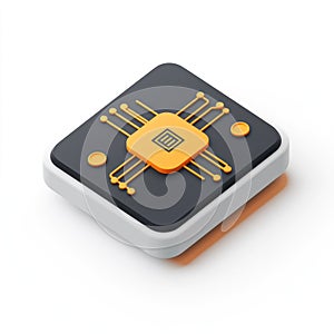 Modern Microchip Technology: 3D Render of a CPU
