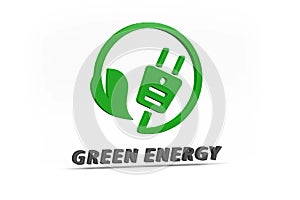 Three dimensional green energy icon isolated on a white background