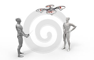 Three dimensional human play with quadcopter photo