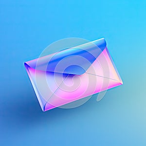 A three-dimensional icon of a mail letter in pink and blue shades.