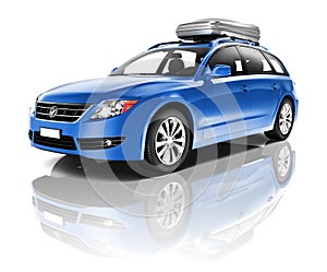 Three Dimensional Image of a Blue Car