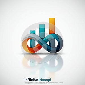Three-dimensional infinity loop intertwined with bar graph elements. The loop