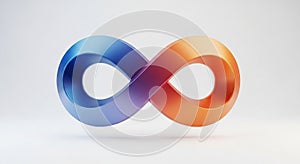 A three-dimensional infinity symbol against a light grey background. The symbol