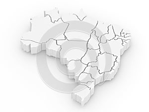 Three-dimensional map of Brazil. 3d photo