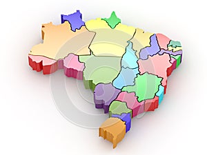 Three-dimensional map of Brazil. 3d