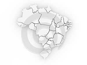 Three-dimensional map of Brazil. 3d photo