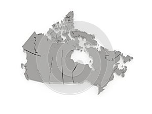 Three-dimensional map of Canada.