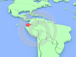 Three-dimensional map of Equador isolated. 3d