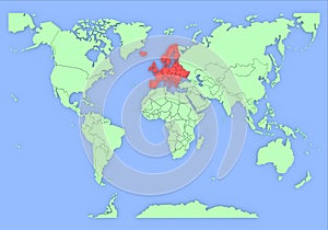 Three-dimensional map of Europe isolated. 3d
