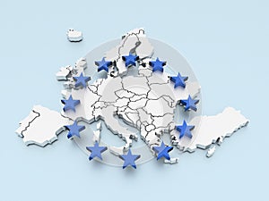 Three dimensional map of Europe