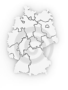 Three-dimensional map of Germany. 3d