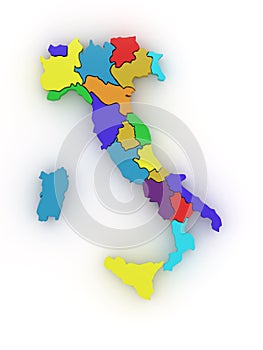 Three-dimensional map of Italy. 3d