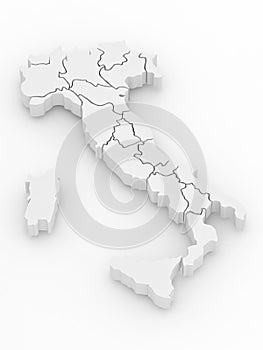 Three-dimensional map of Italy. 3d photo