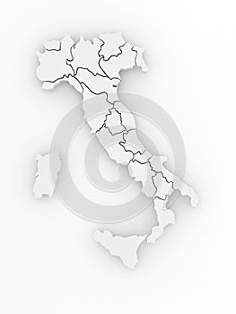 Three-dimensional map of Italy. 3d