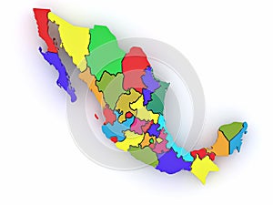 Three-dimensional map of Mexico