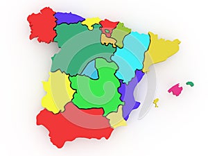 Three-dimensional map of Spain. 3d photo